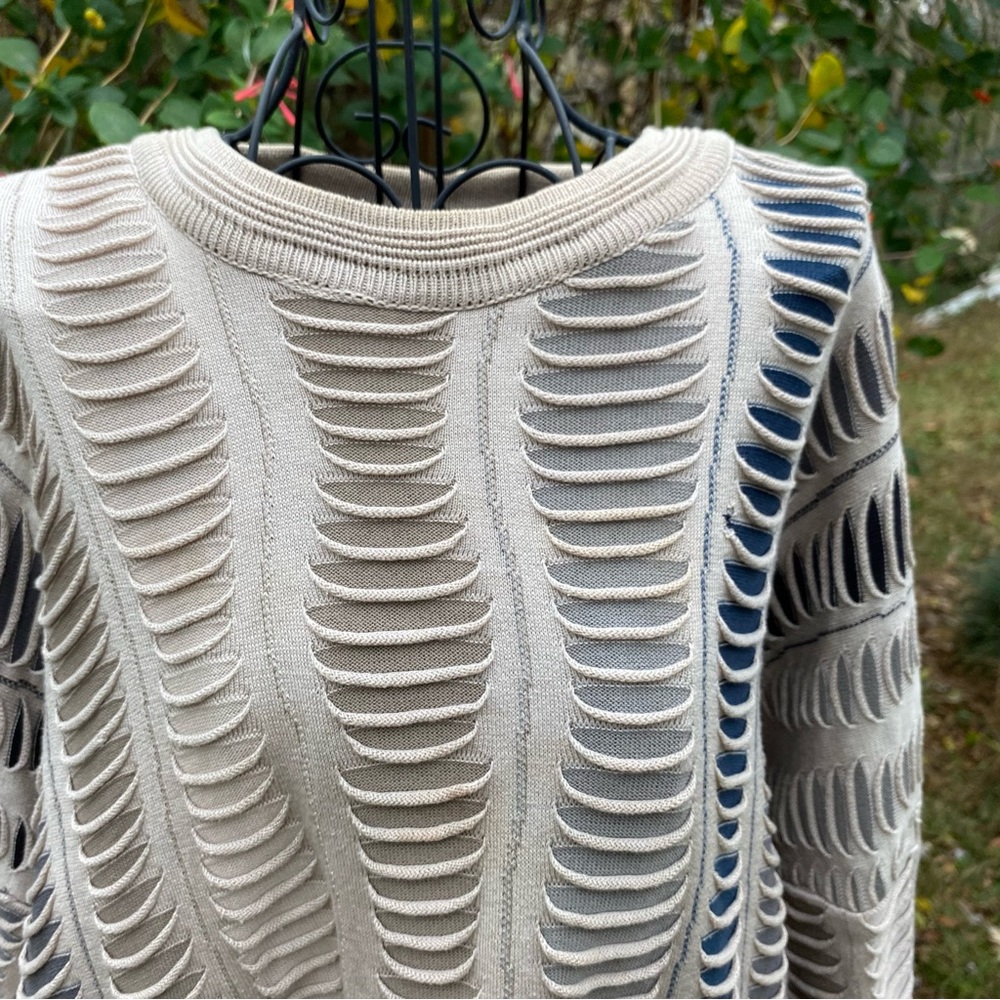 Coogi Style Vintage Ribbed Designer Sweater Men’s Size Large Nuetral Colors - Picture 6 of 14